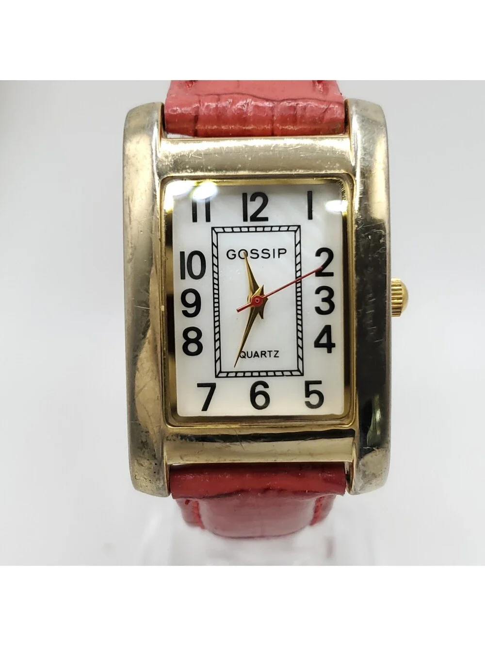 Gossip Quartz Watch Women 26mm Red Second Hand Rectangle New Battery